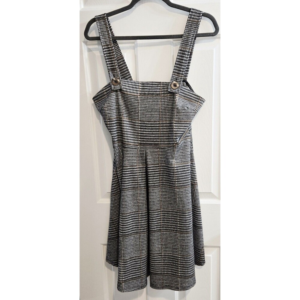 Ginger G Plaid Jumper Dress Dark Academia School Skater Overall Pleated Size Med